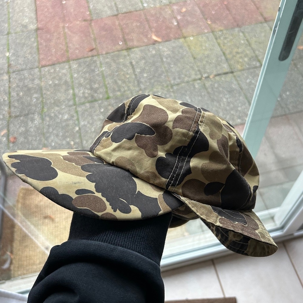Vintage 80's Goretex Duck Camo Hat Camouflage Hat Thermal Insulate Brown Black - Picture 2 of 9